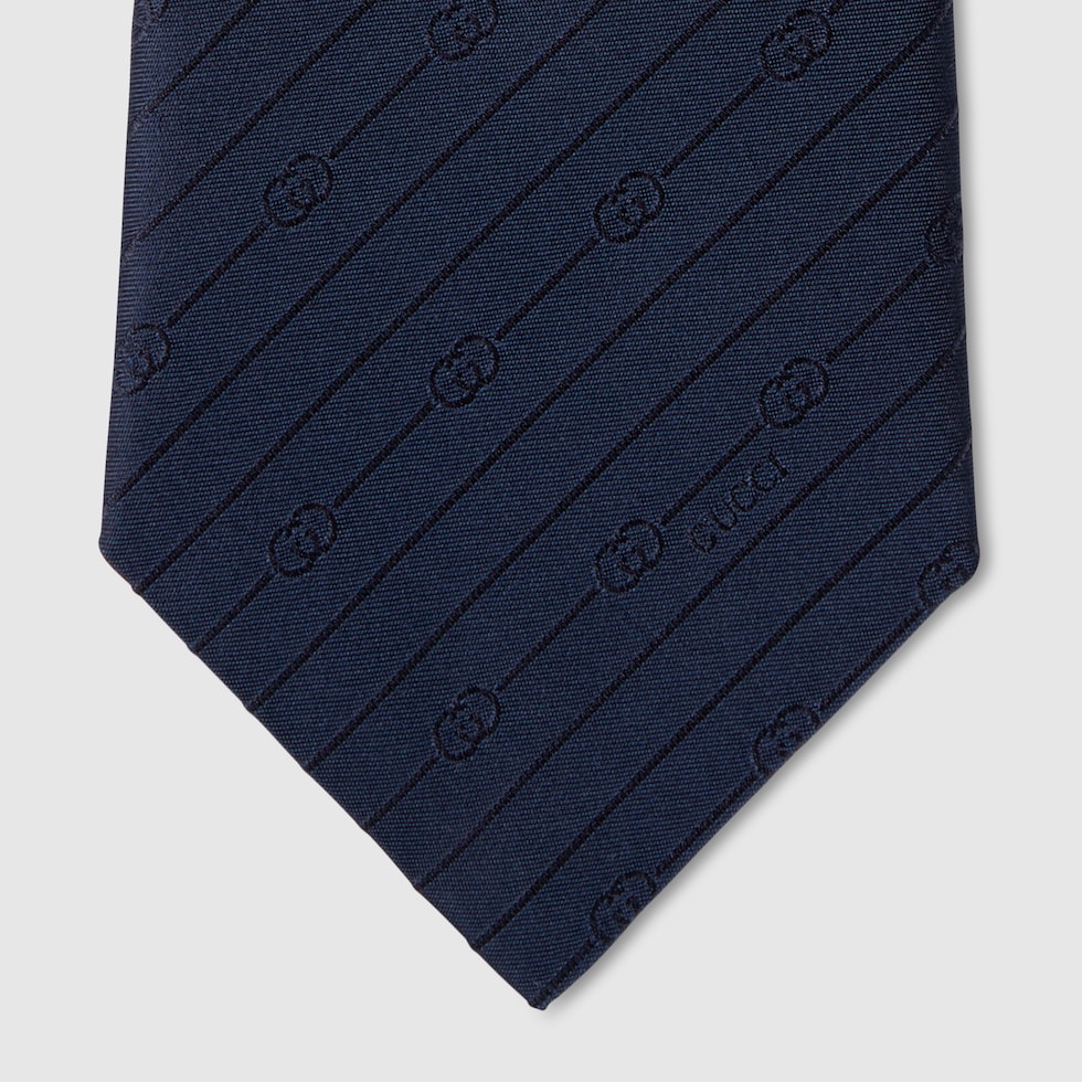 インターロッキングG シルクジャカード ネクタイ ・ダークブルー