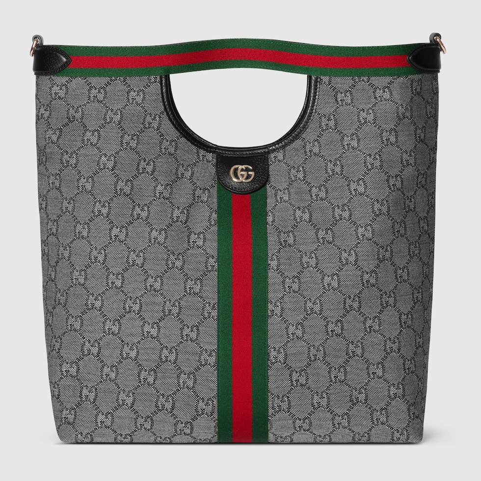 グッチ ジリオ〕日本限定 ラージトートバッグ ・ブラック GGウール