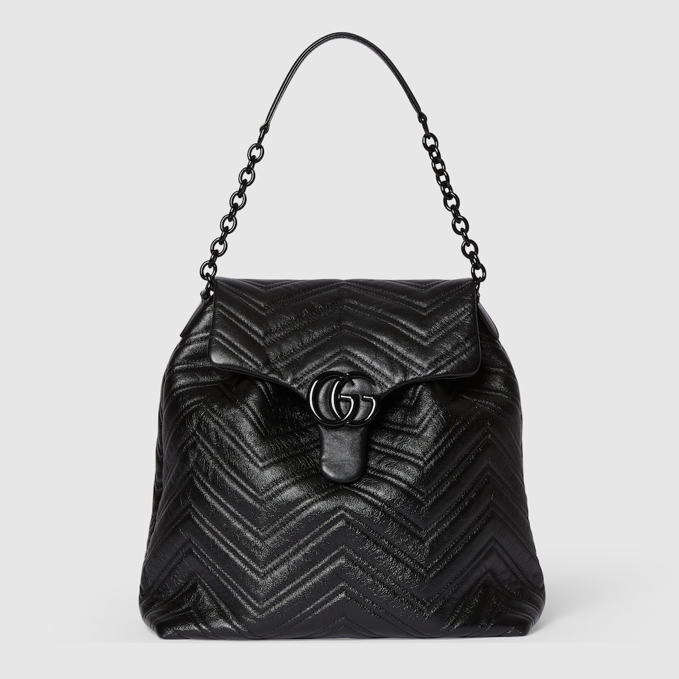Gucci Gg Marmont Backpack Matelasse #238813G11B Gucci Calfskin Matelasse GG Marmont Flap Backpack Black  main image 4