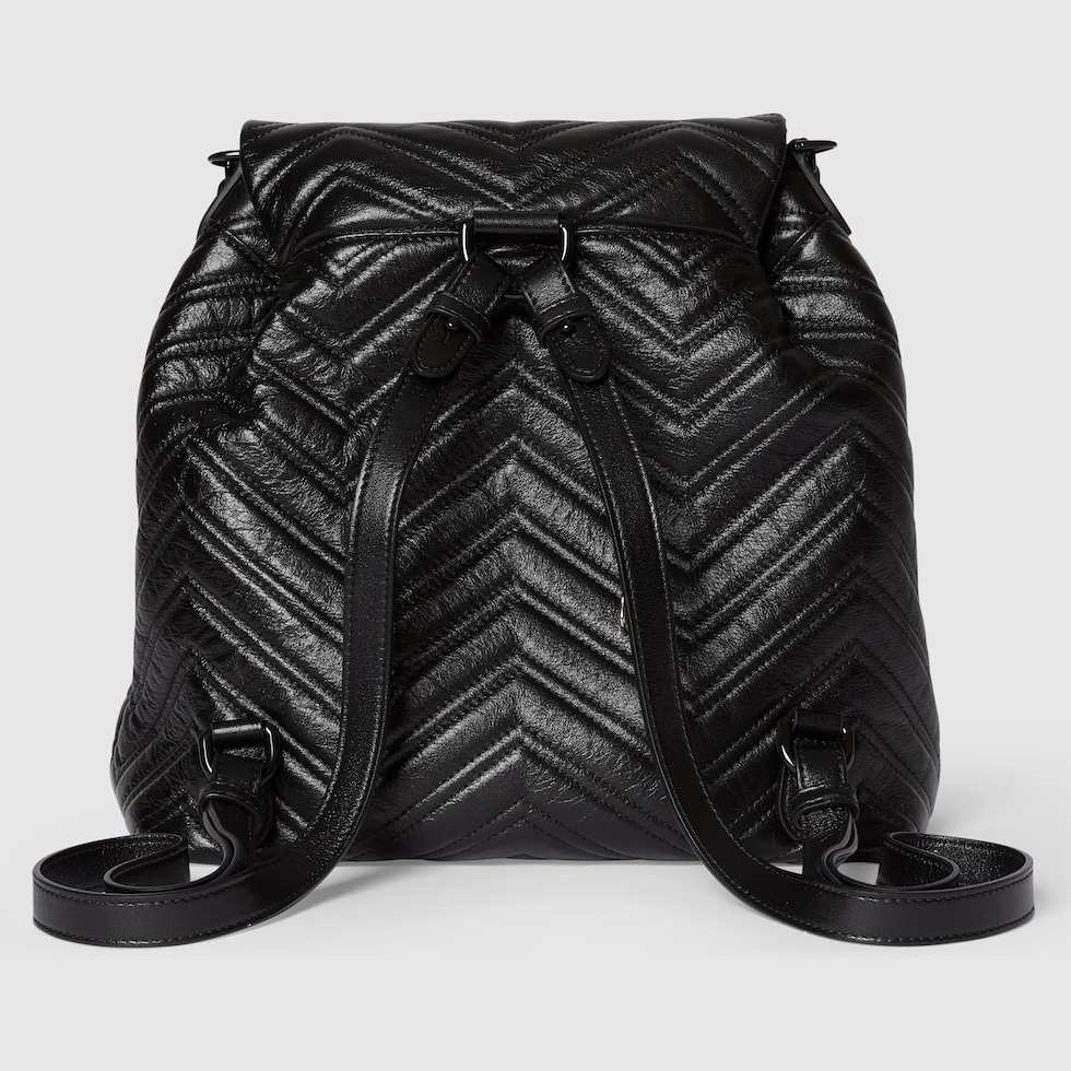 GG Marmont medium backpack in black leather | GUCCI® US display picture 2