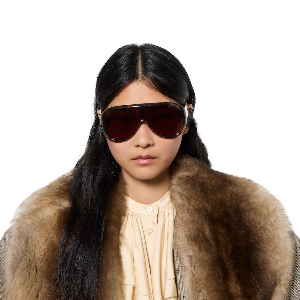 スクエアフレーム サングラス ・ダークブラウン トータスシェル