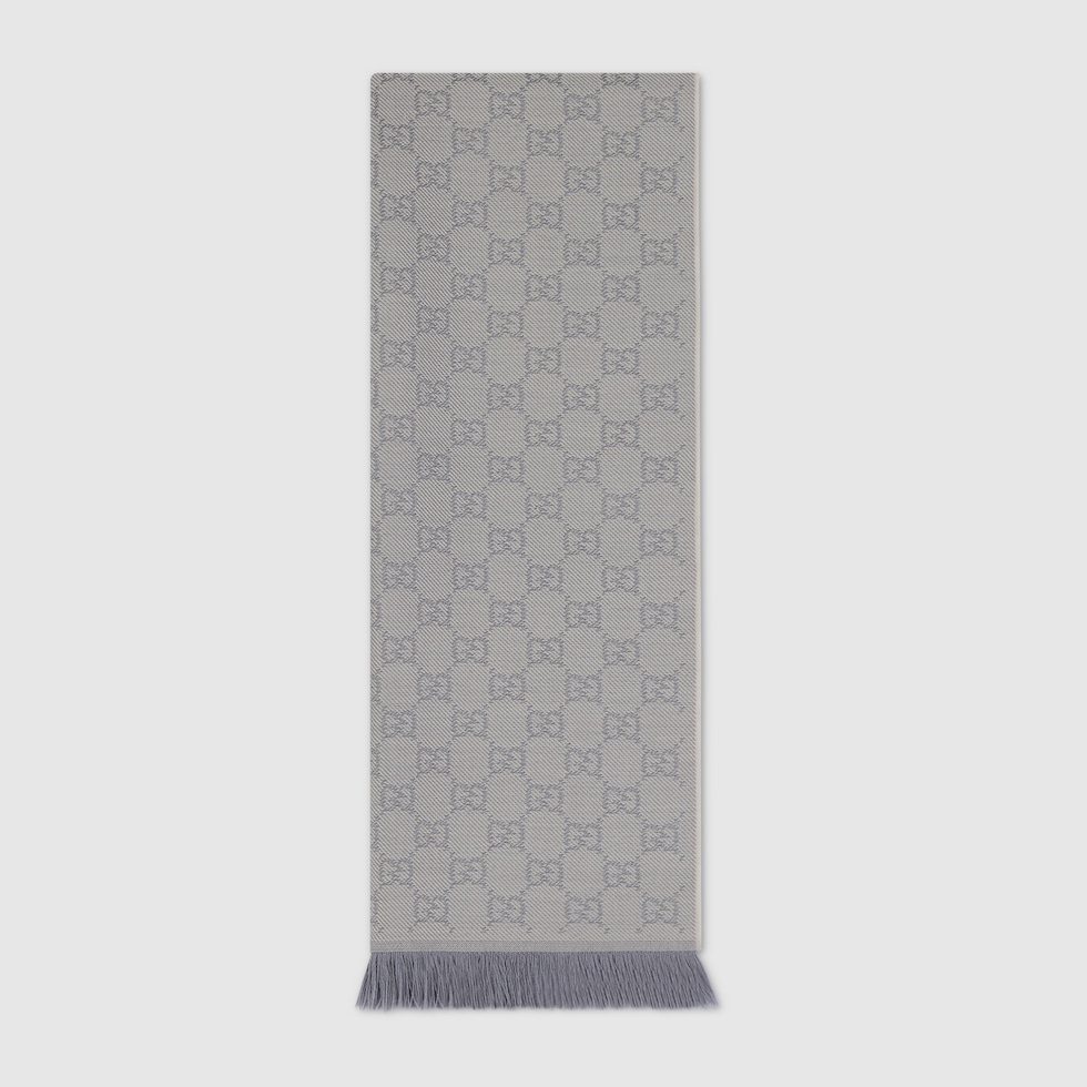 GG wool scarf in light blue and grey | GUCCI® US