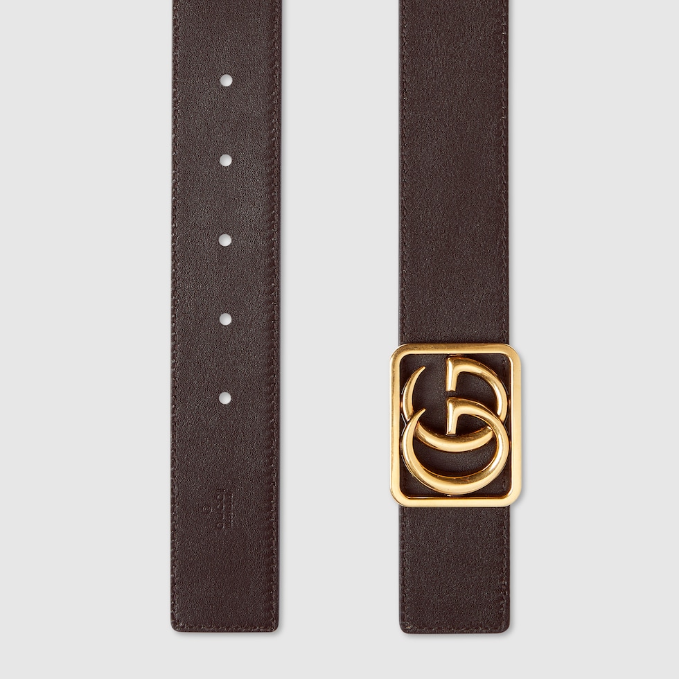 Reversible GG Marmont belt in beige Supreme and brown leather