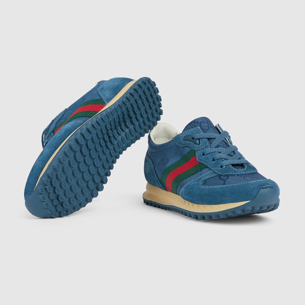 Children's Gucci Re-Motion sneakers in blue GG nylon and suede