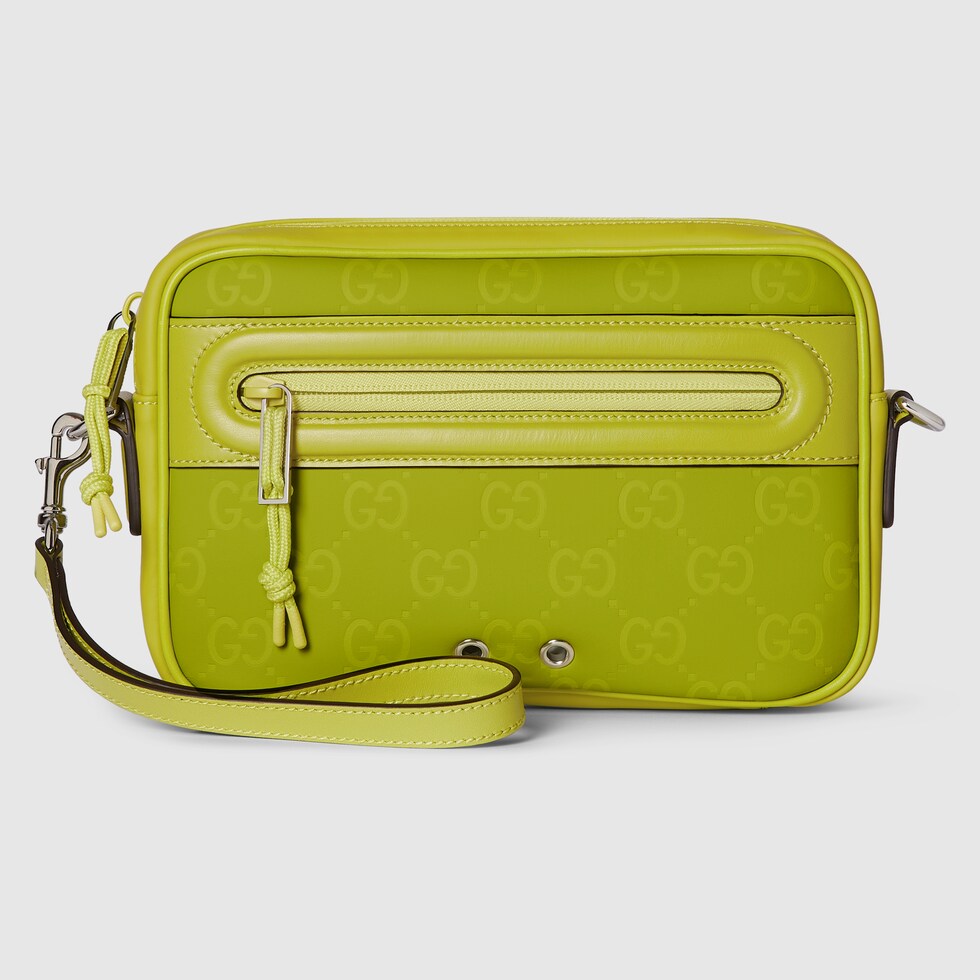 Gucci Edge small crossbody bag in acid green GG matte fabric