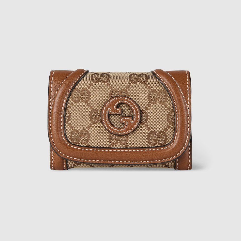 Gucci Blondie card case in beige and brown GG canvas | GUCCI® UK