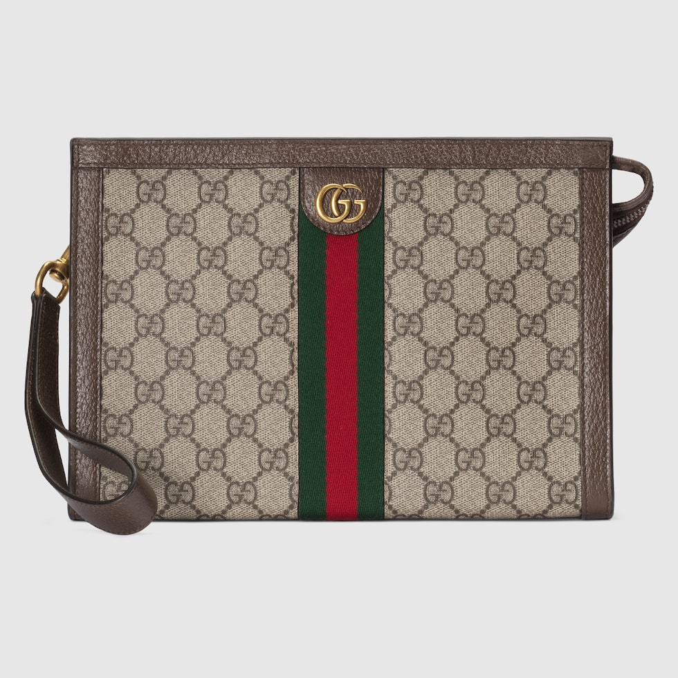 Ophidia small pouch in beige and ebony Supreme | GUCCI® US