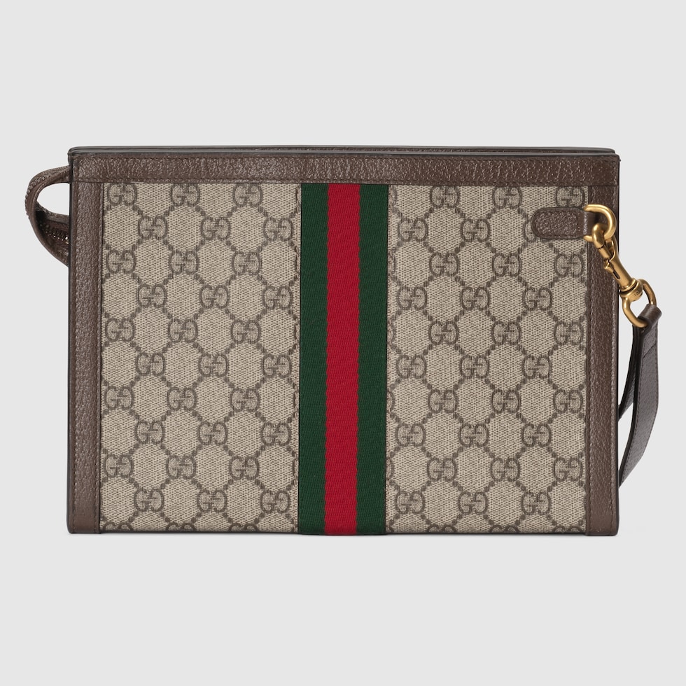 Ophidia small pouch in beige and ebony Supreme | GUCCI® US