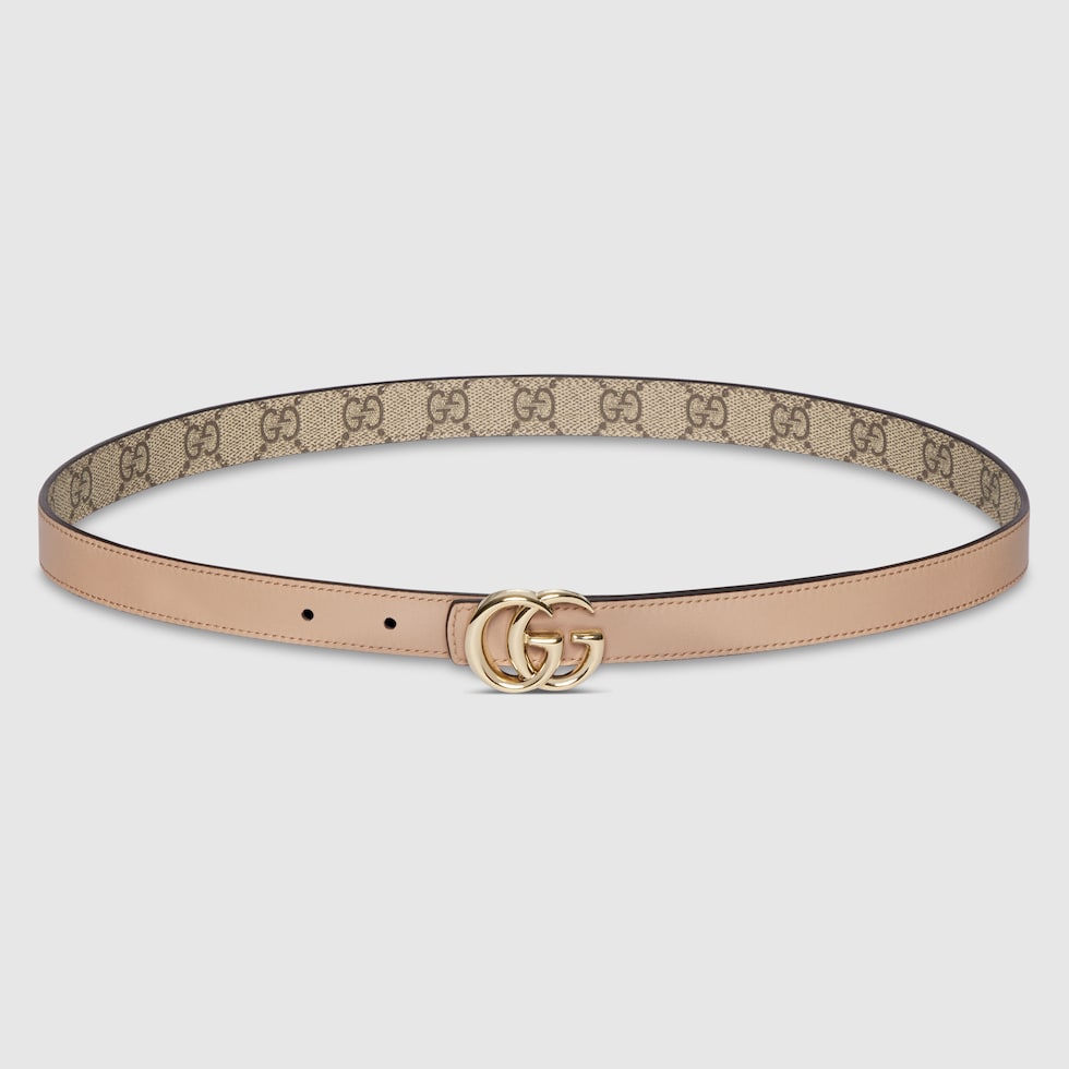 ダブルG リバーシブル スリムベルト ・ベージュ GGスプリーム＆ピンク
