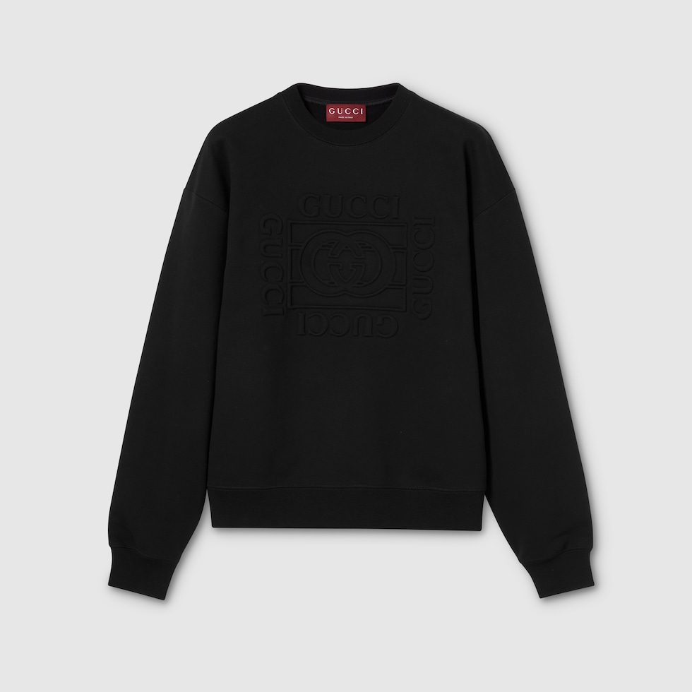 Brushed cotton jersey sweatshirt in black | GUCCI® US