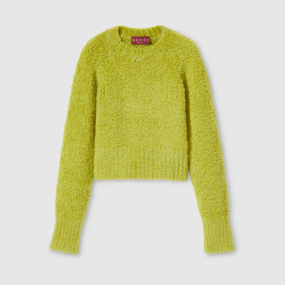 拉绒羊毛马海毛混纺针织套衫in 开心果绿色| GUCCI® SI