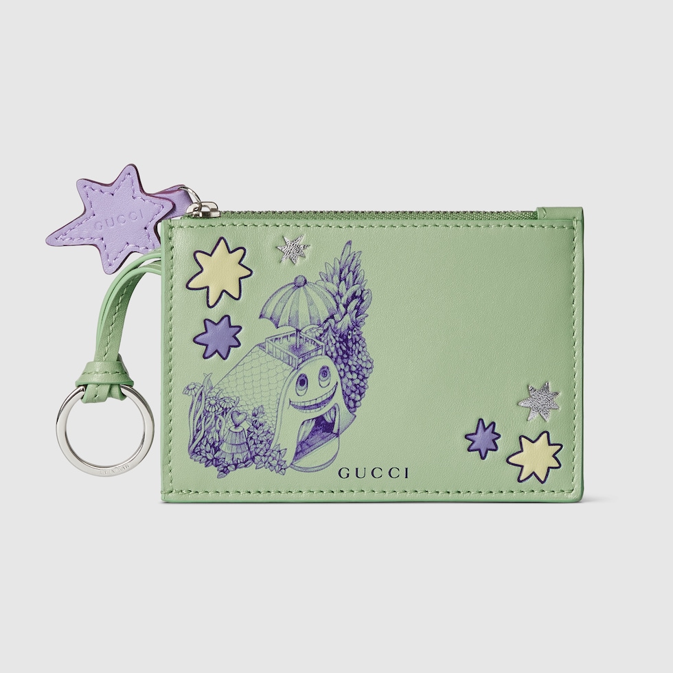 Yuko Higuchi key pouch in light green leather | GUCCI® JP