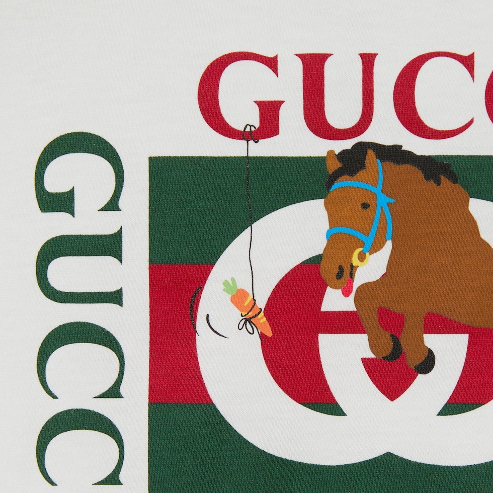 Children's cotton T-shirt with print in white | GUCCI® US