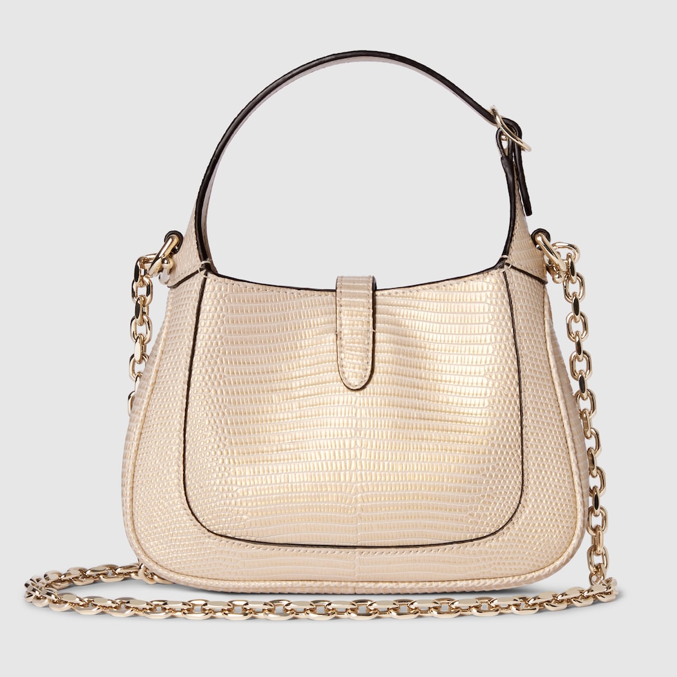 Gucci Jackie 1961 mini lizard bag in metallic beige | GUCCI® US