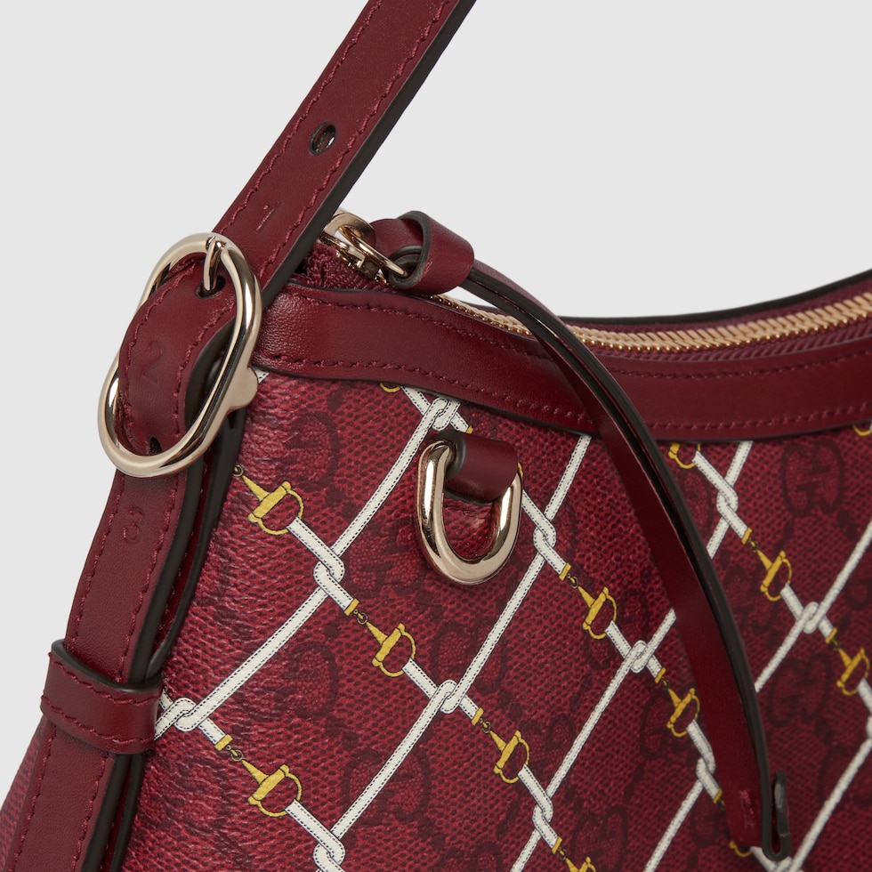 GG Emblem small shoulder bag in red and pink GG fabric | GUCCI® US