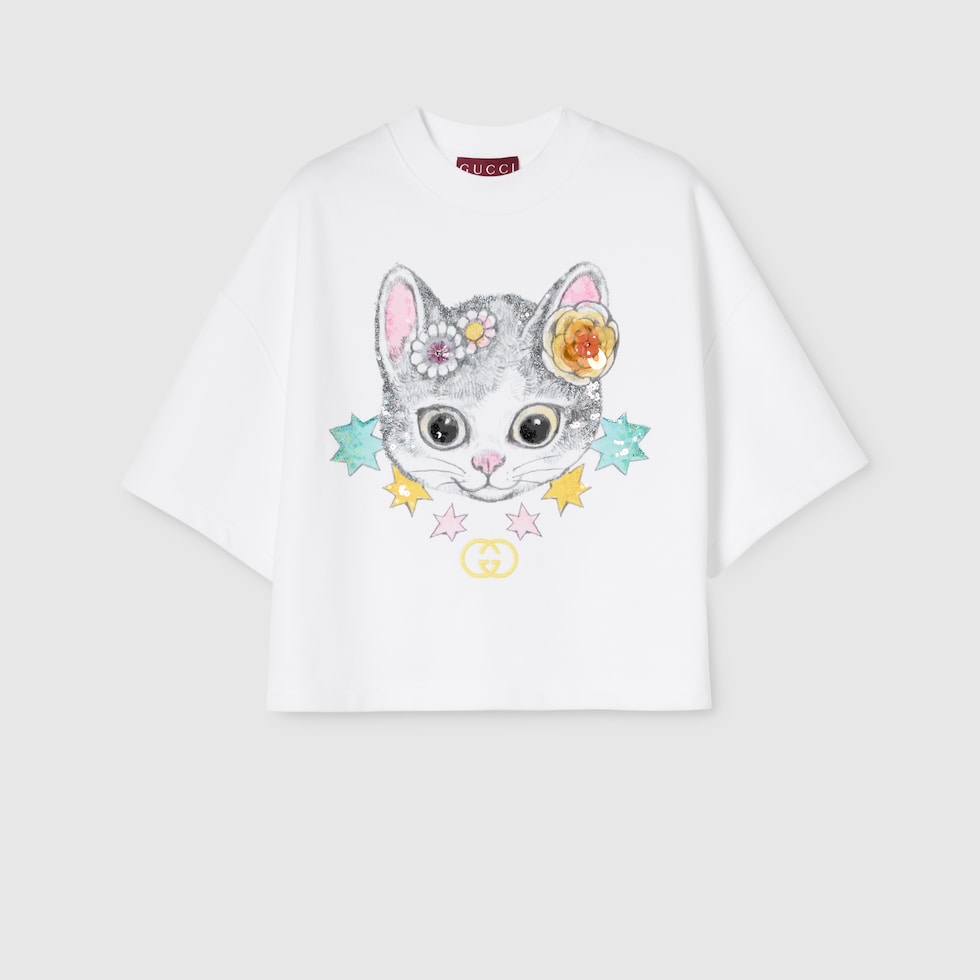日本限定 ヒグチユウコ クロップド Tシャツ ・ホワイト | GUCCI公式