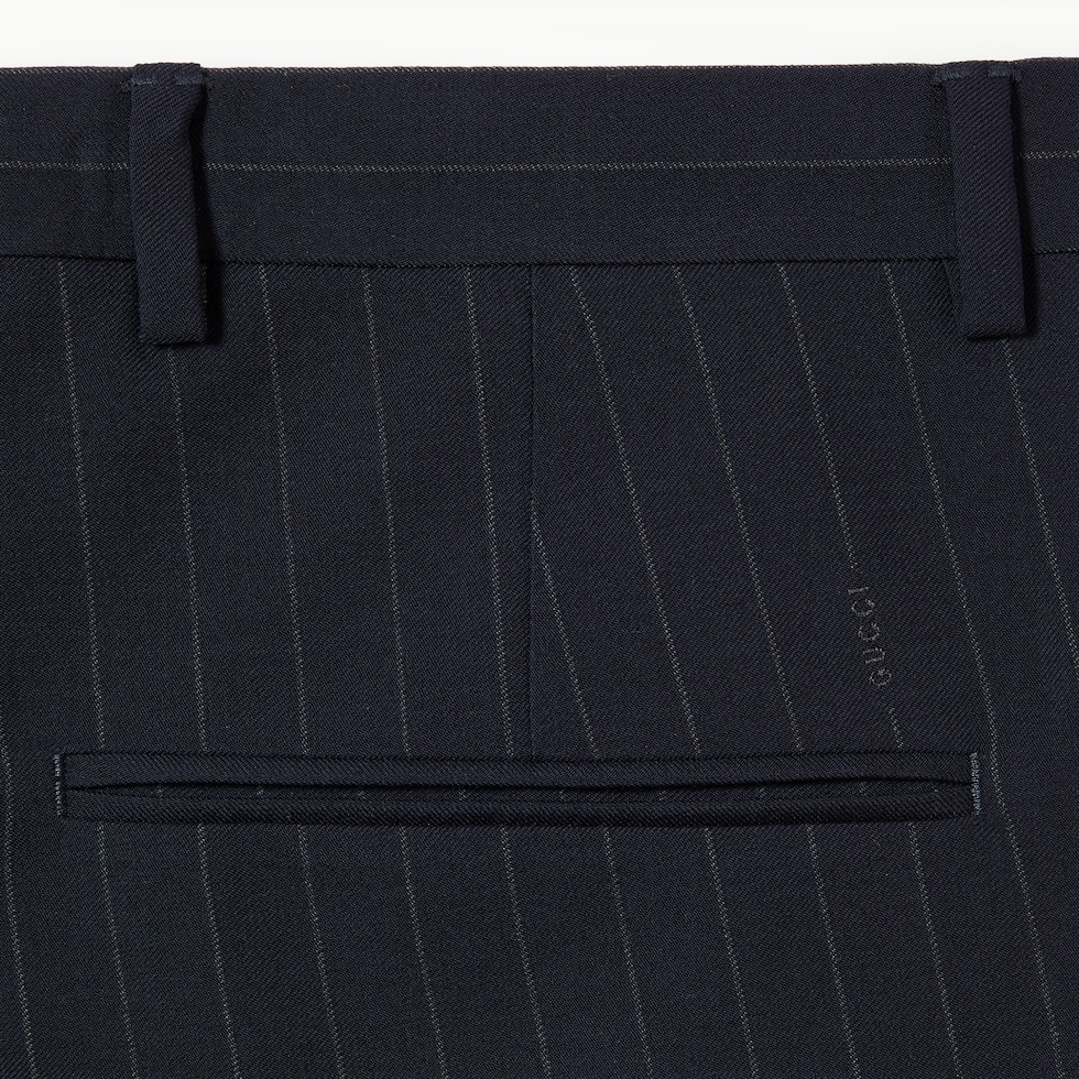 Pinstripe wool pant in dark blue and grey | GUCCI® US
