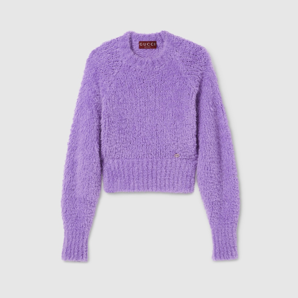 [希少]GUCCIモヘアニット Brushed wool mohair blend sweater in purple | GUCCI® US