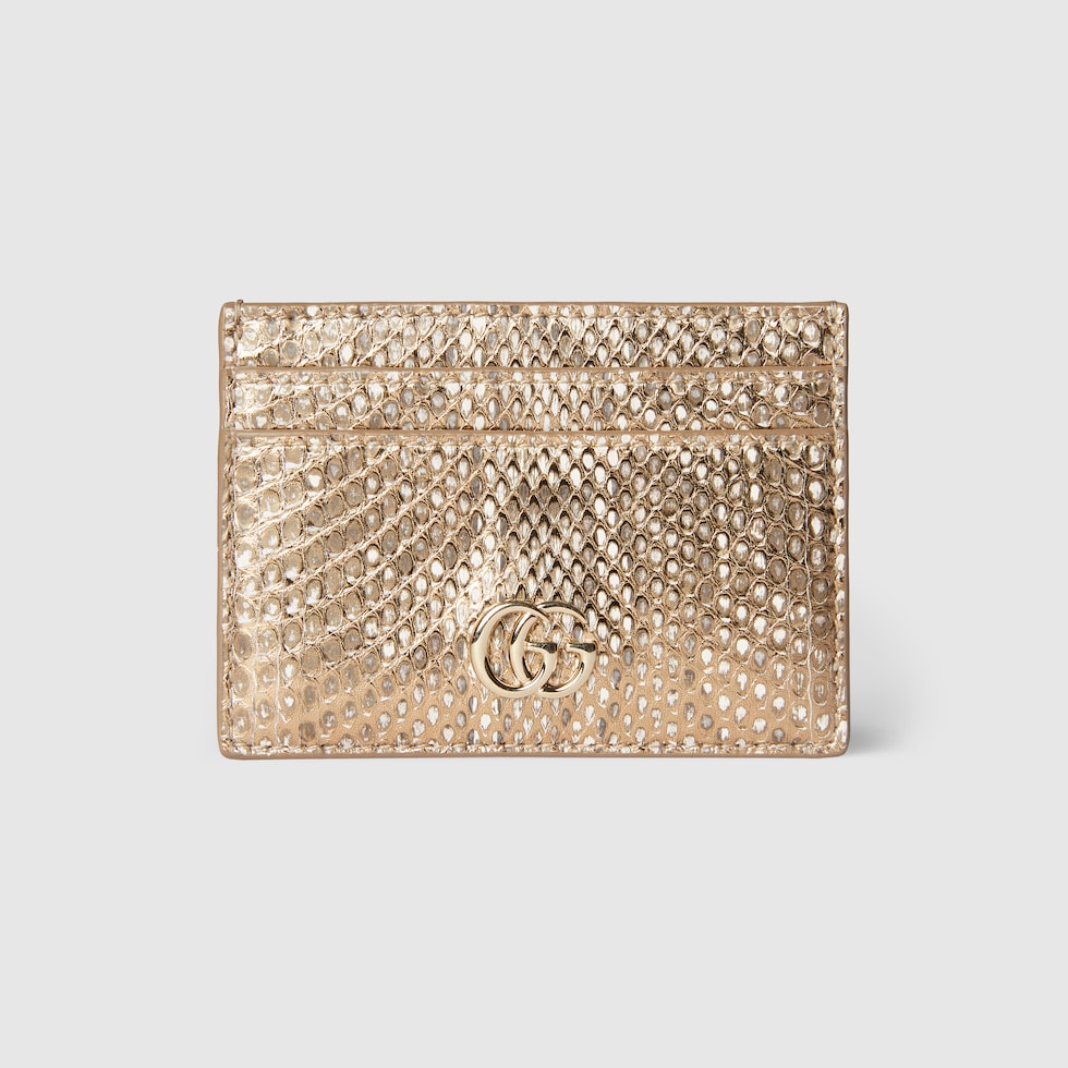 GG Marmont python card case in metallic gold | GUCCI® US