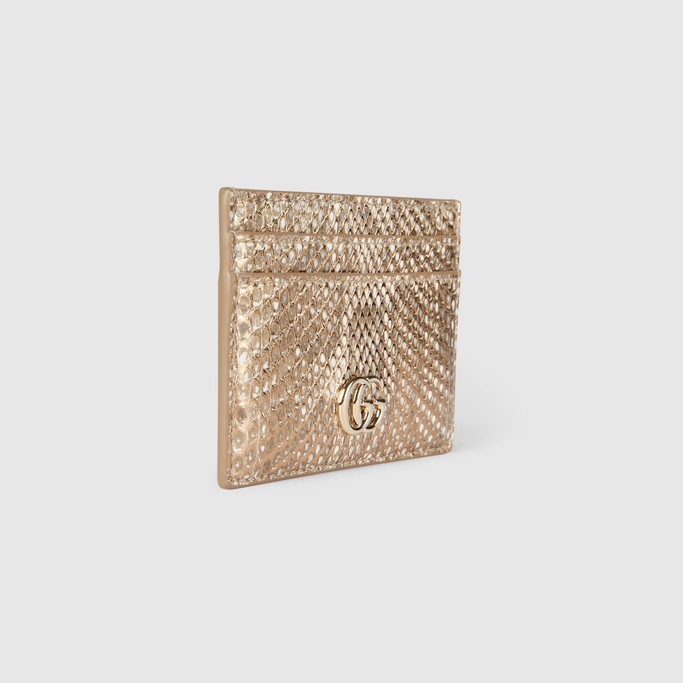 GG Marmont python card case in metallic gold | GUCCI® DE