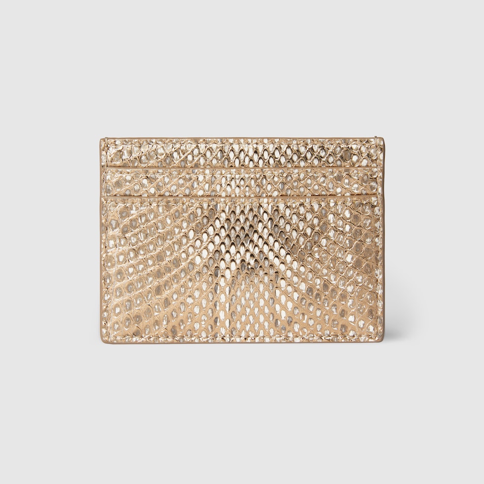 GG Marmont python card case in metallic gold | GUCCI® DE