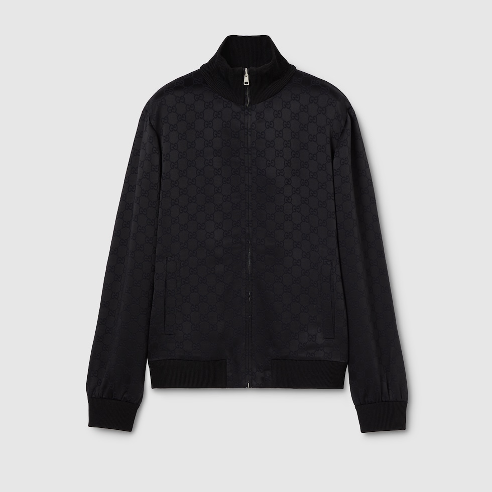 GG jacquard zip jacket in black | GUCCI® US