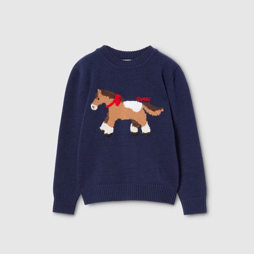Children's wool sweater in dark blue | GUCCI® US