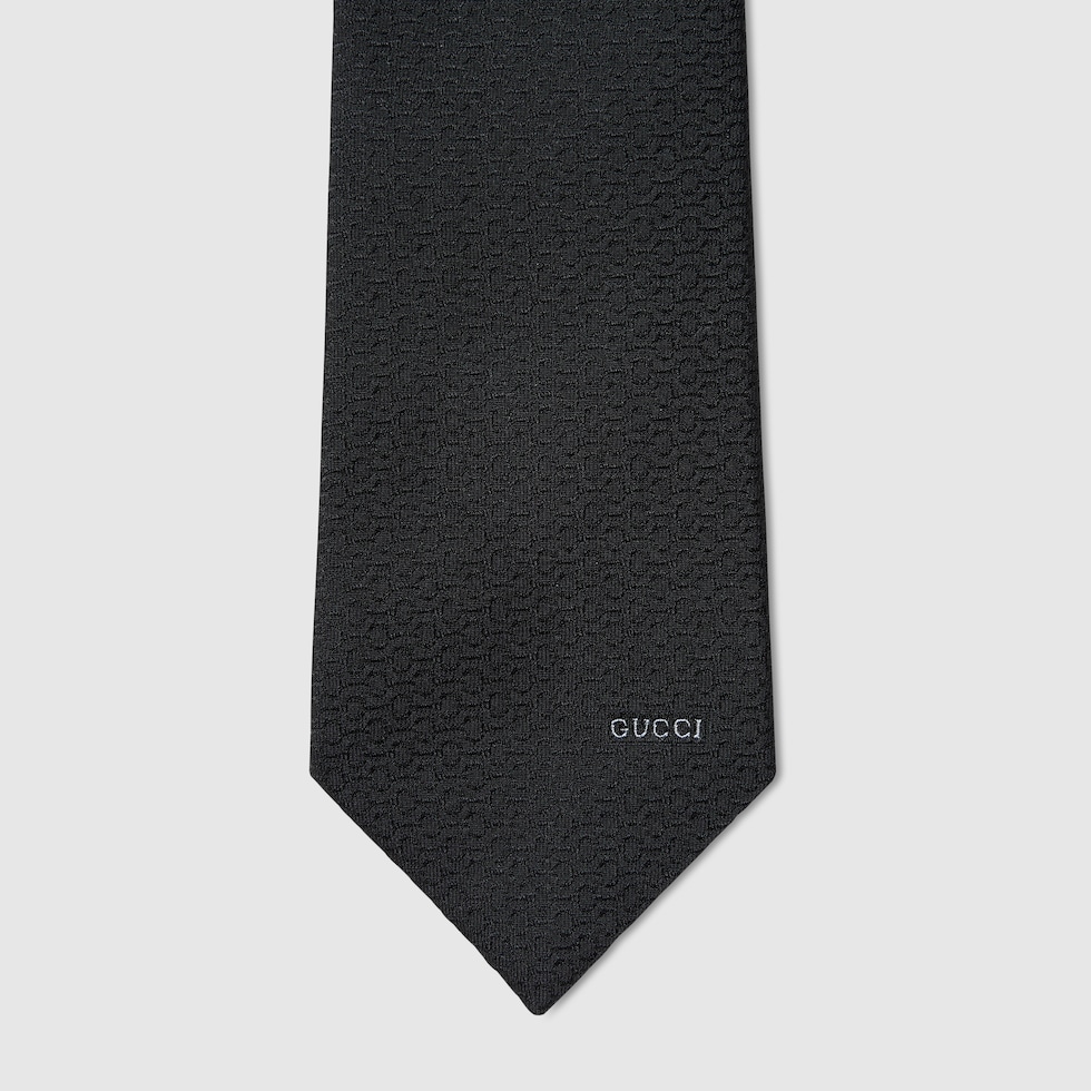 GUCCI ホースビット シルクジャカード ネクタイ ・ブラック | GUCCI公式