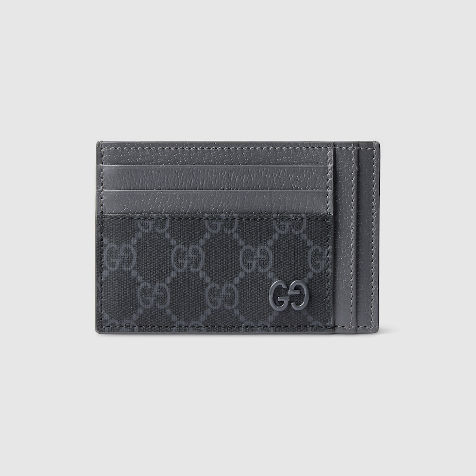 【GUCCI】GG カードケース ウォレット Grey trim GG card case in black GG Supreme | GUCCI® US