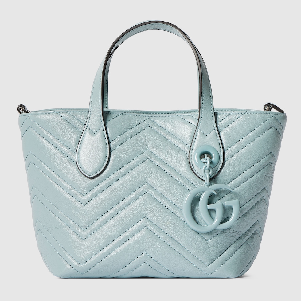 Bolso tote pequeño GG Marmont en piel azul hielo | GUCCI® ES