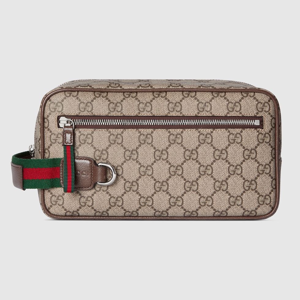 Medium GG toiletry case in beige and brown GG Supreme | GUCCI® US
