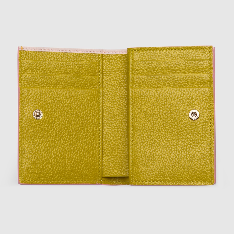 ダブルG バイカラー スモールウォレット ・ピンク＆イエロー レザー