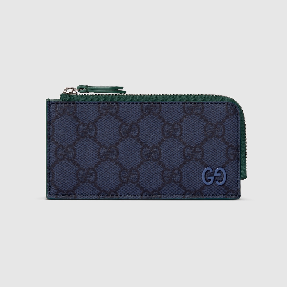 GG ジップカードケース グリーン トリム ・ダークブルー GGスプリーム