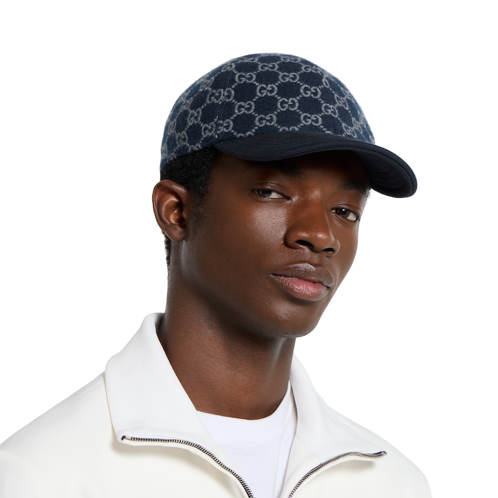 Casquette De Baseball En Tissu En Maille GG En Bleu Et Bleu Clair casquette-de-baseball-en-tissu-en-maille-gg-en-bleu-et-bleu-clair