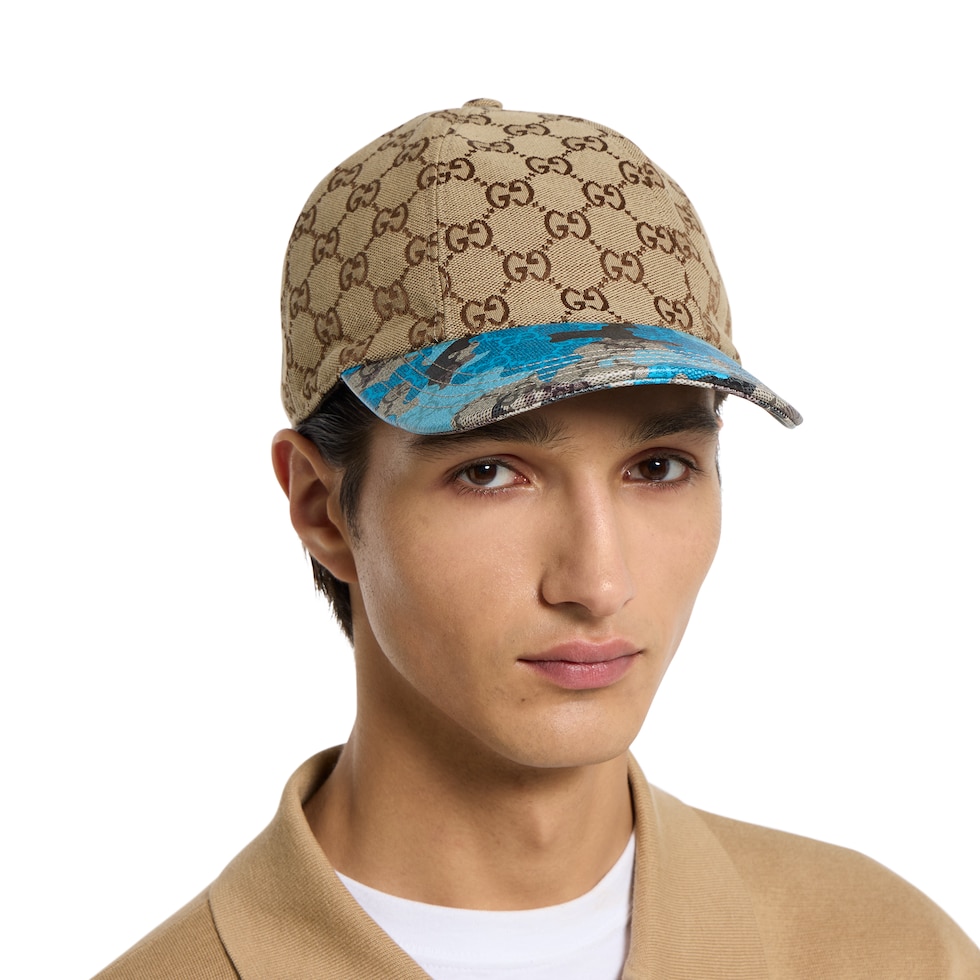GG canvas baseball hat in beige and dark brown | GUCCI® US