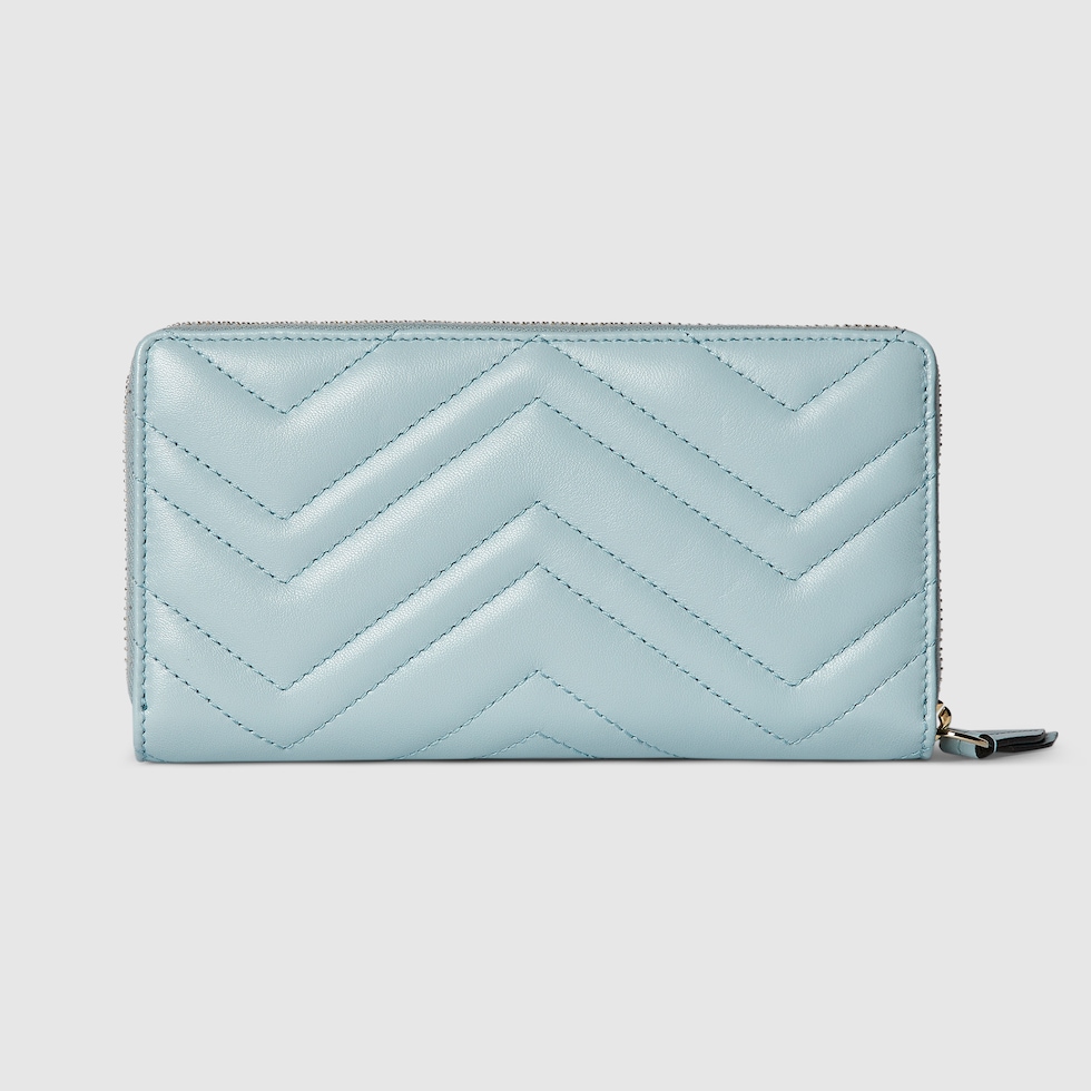 新品タグ付き✨グッチ　インターロッキングGG総柄 水色ライトブルー光沢感　結婚式 ダブルG ジップアラウンドウォレット ・ライトブルー レザー | GUCCI公式