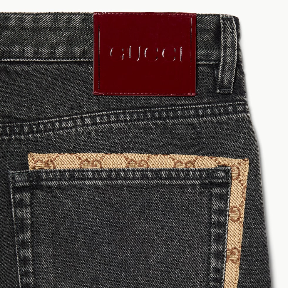 ウォッシュドコットンデニム パンツ ・ブラック | GUCCI公式