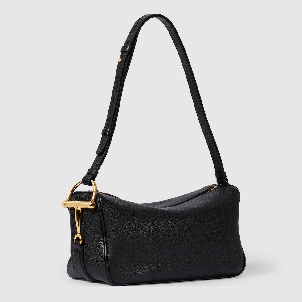 グッチ ハーフ ホースビット〕ミディアム ショルダーバッグ ・ブラック