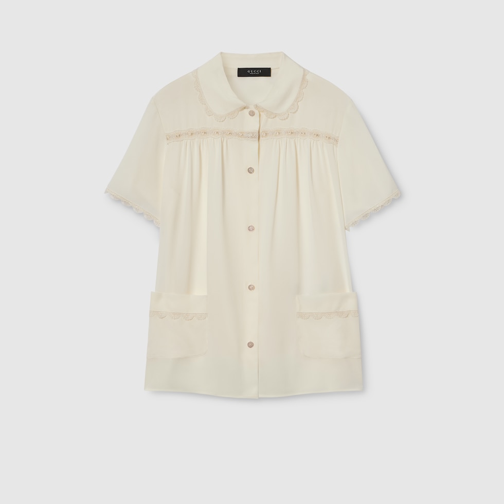 シルククレープデシン シャツ ・アイボリー | GUCCI公式