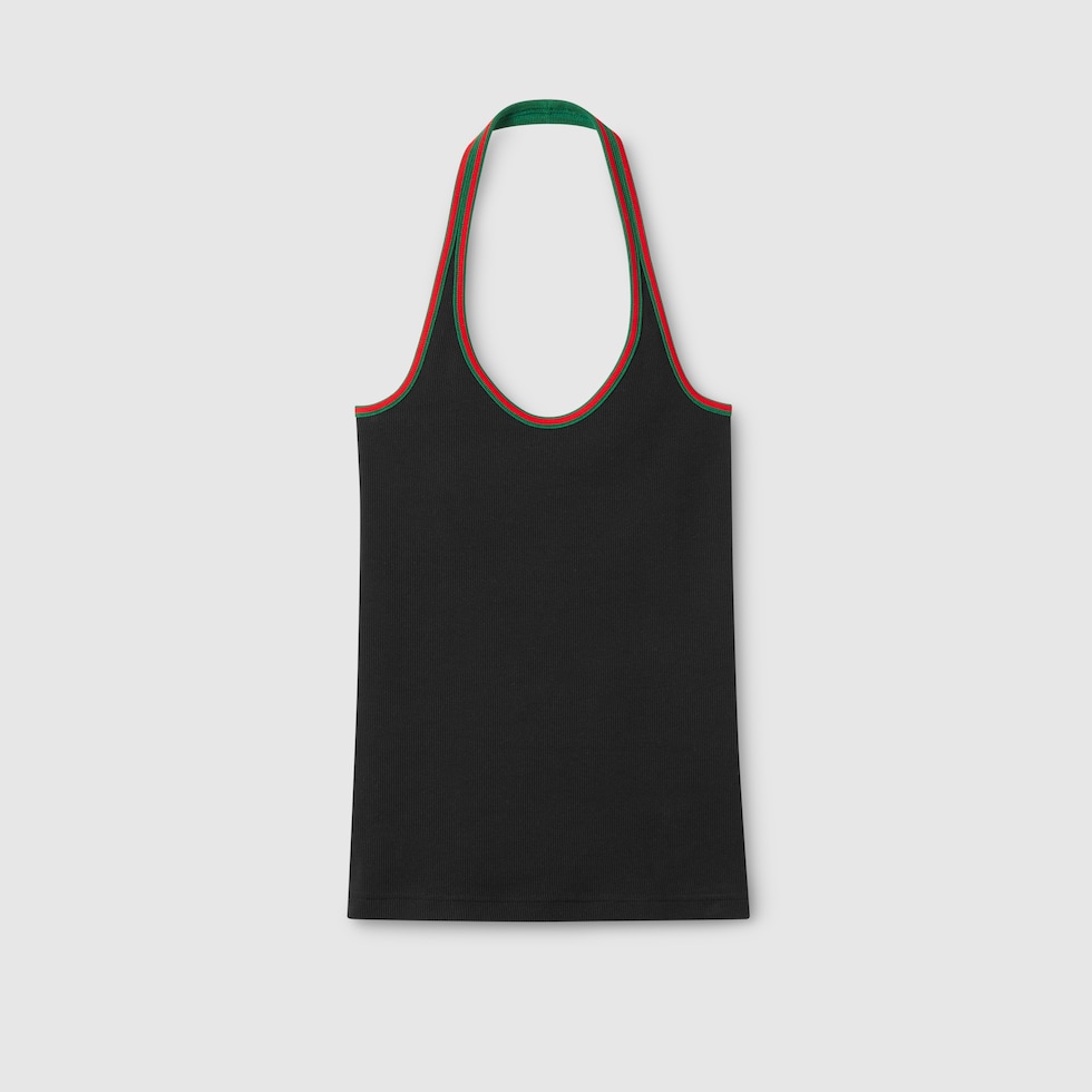 Heavy cotton rib tank top in black | GUCCI® US