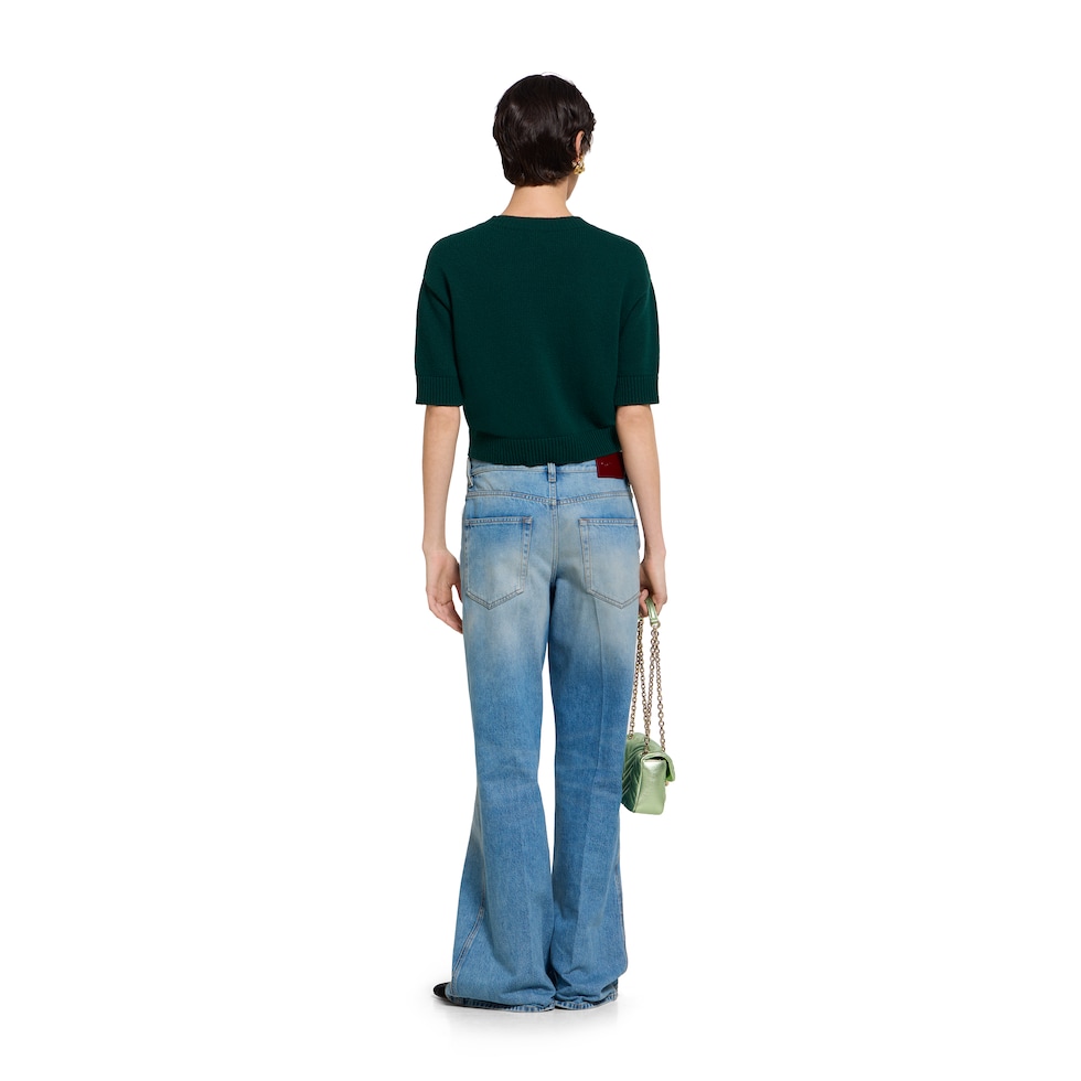 Soft wool top with intarsia in dark green | GUCCI® US