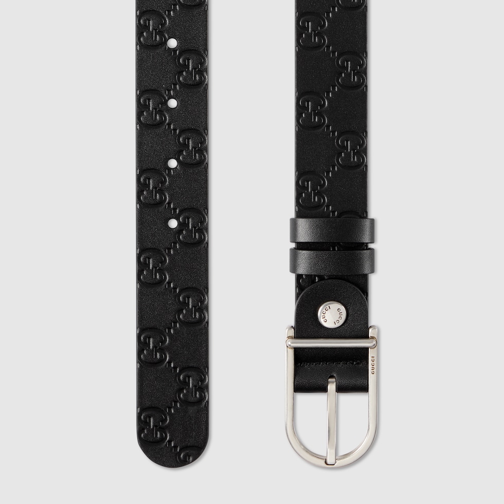 D&G ベルト Reversible belt with rounded buckle in black GG leather and