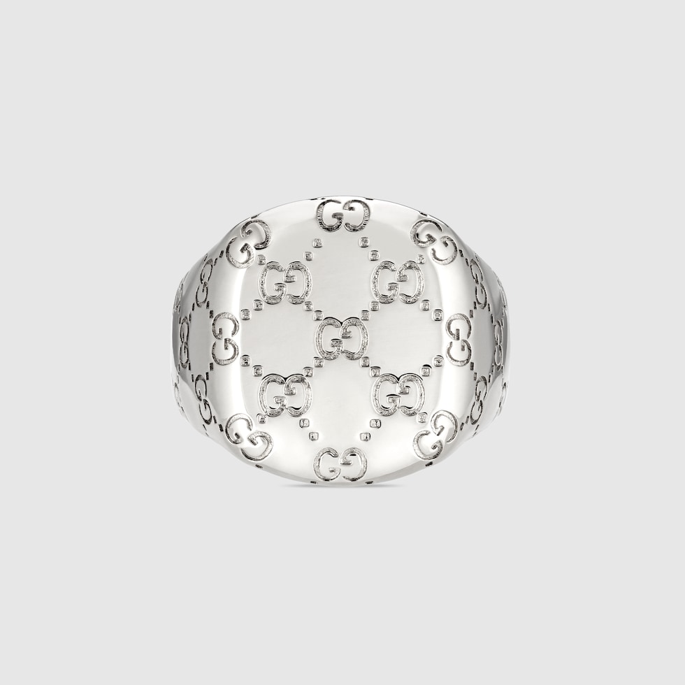 GGモチーフ シグネット リング ・パラジウムトーン ブラス | GUCCI公式