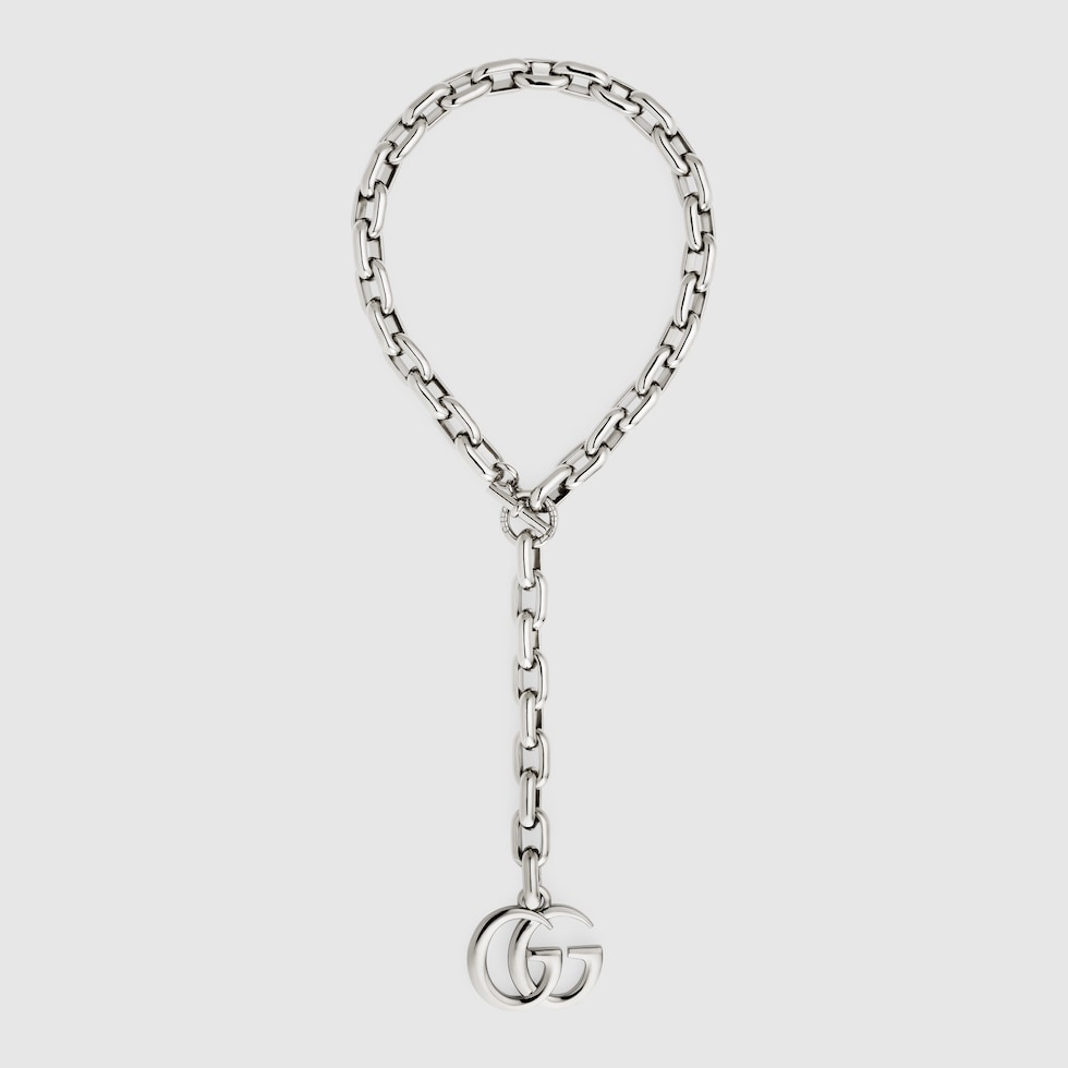 ダブルG ペンダント チェーン ネックレス ・パラジウムトーン ブラス