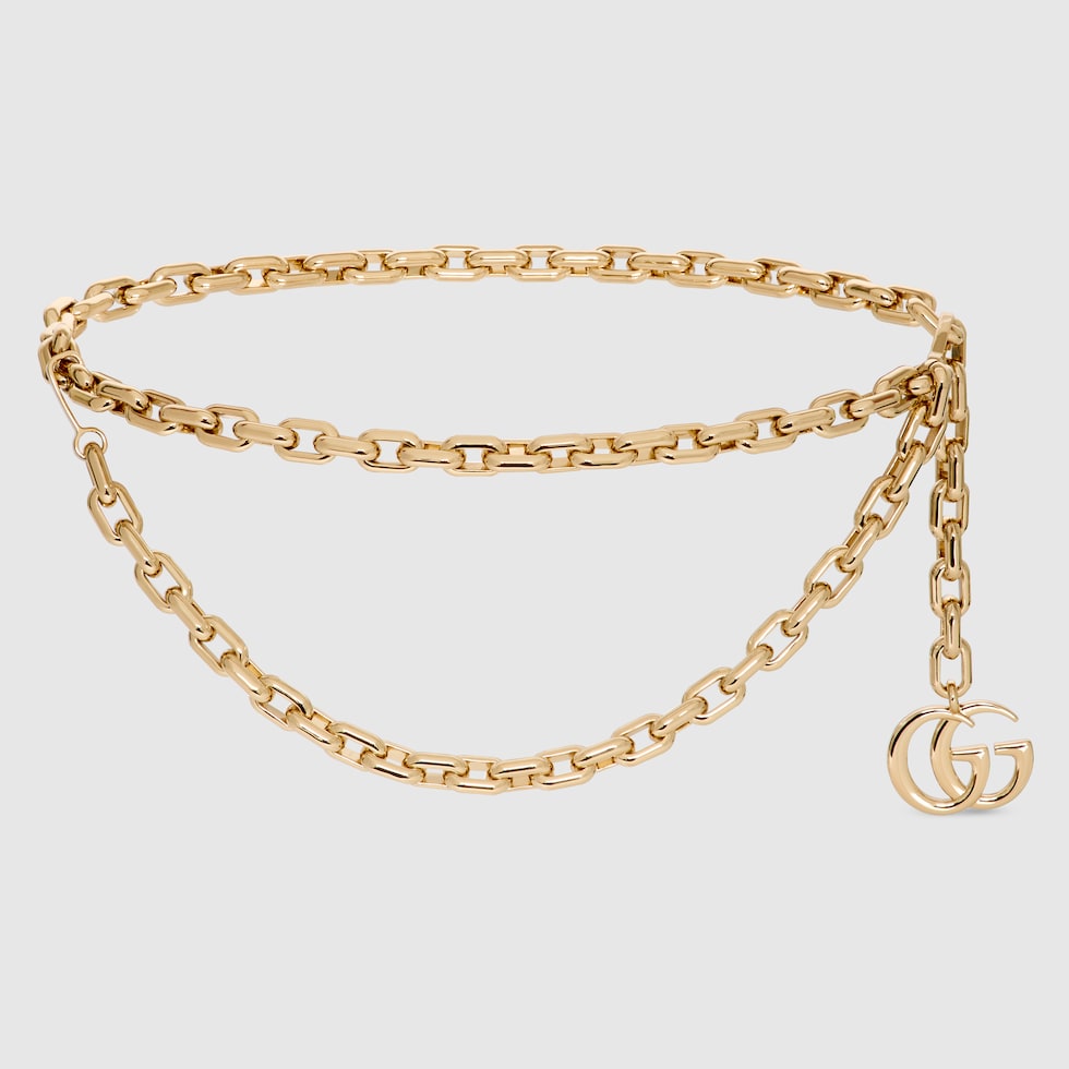 Double chain belt with charm in gold-toned brass | GUCCI® US