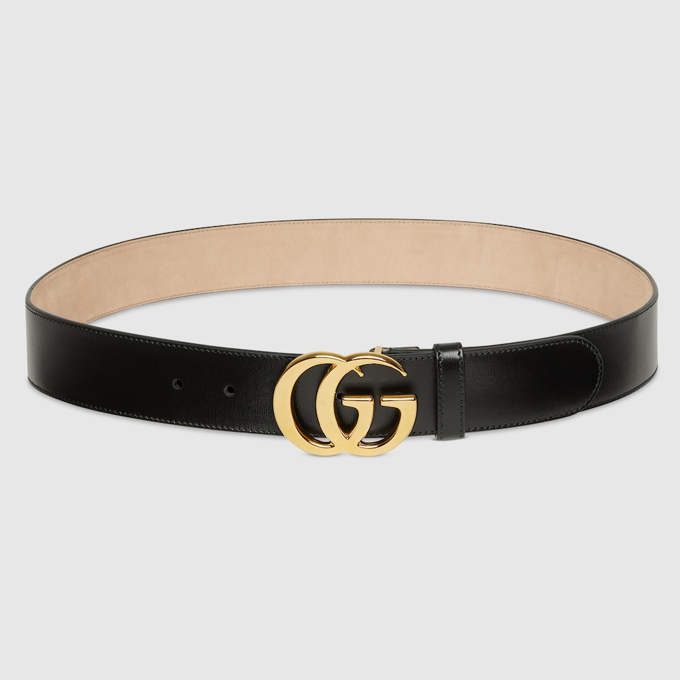 Flat Marmont belt in black soft leather | GUCCI® US