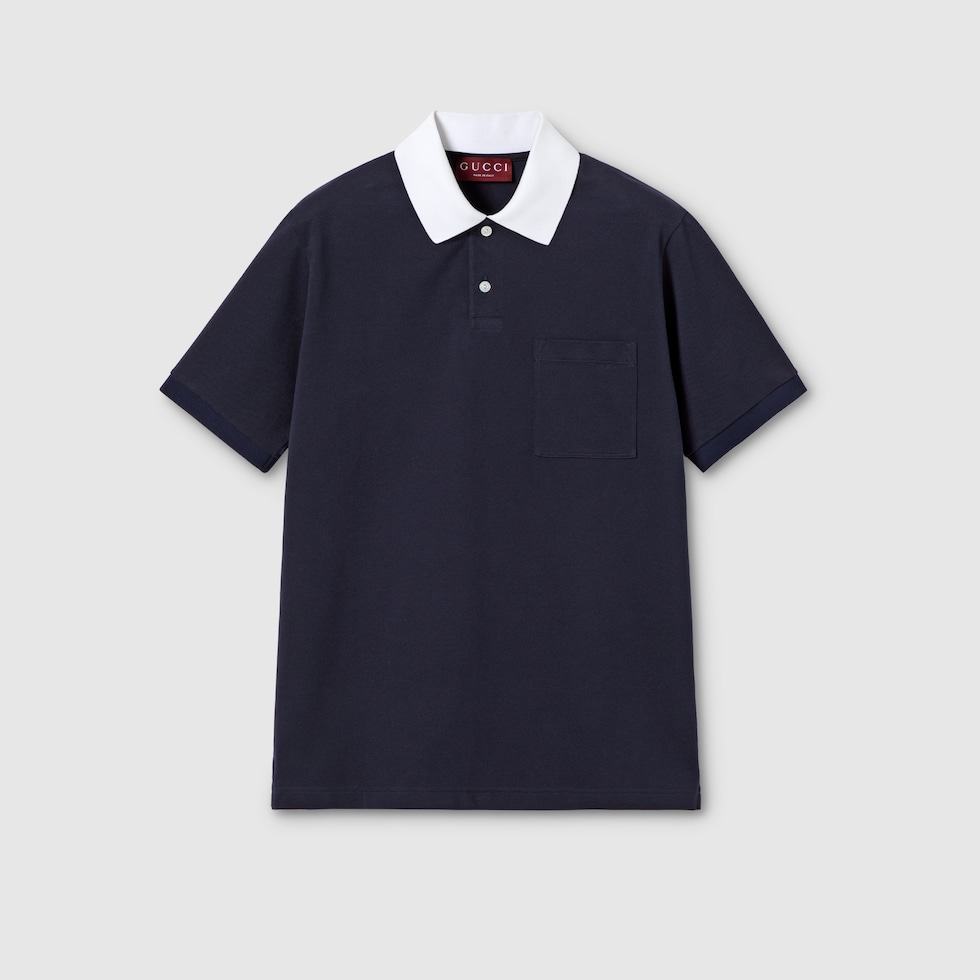 ストレッチコットンピケ ポロシャツ ・ブルー | GUCCI公式