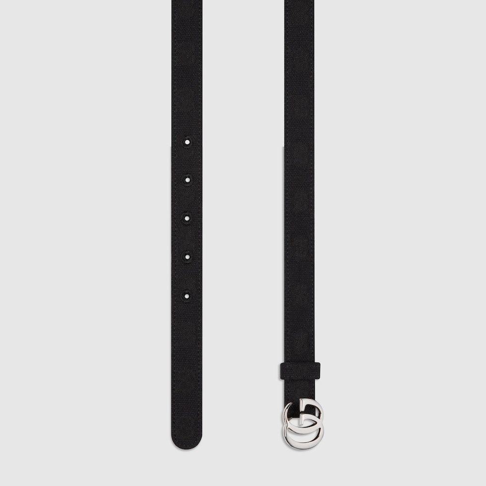 GG Marmont thin belt in black GG canvas | GUCCI® US display picture 2