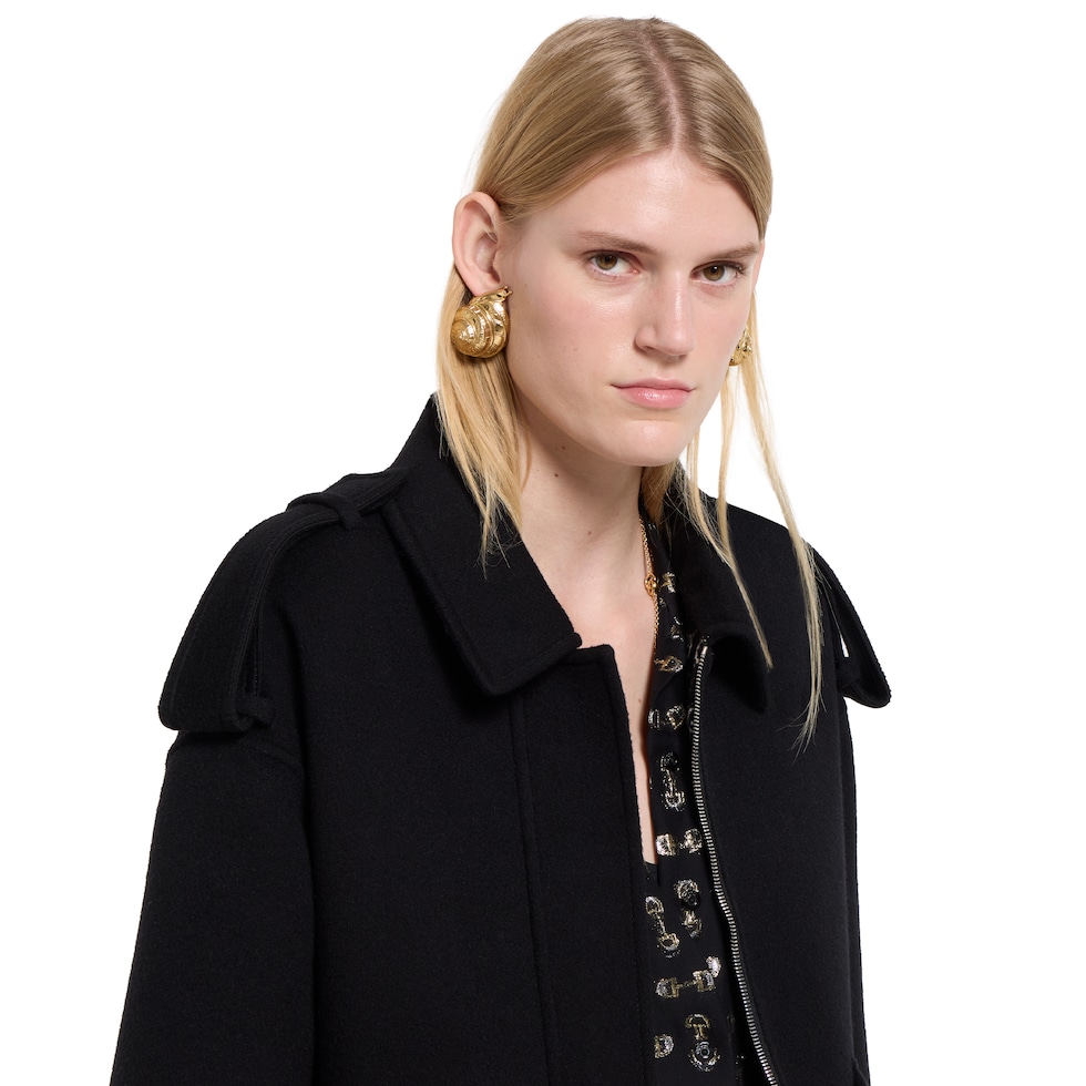 Silk wool bomber jacket in black GUCCI US