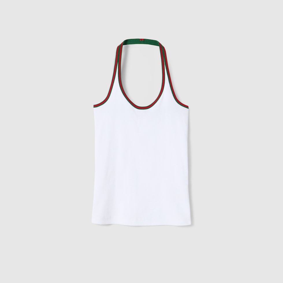 Heavy cotton rib tank top in white | GUCCI® US